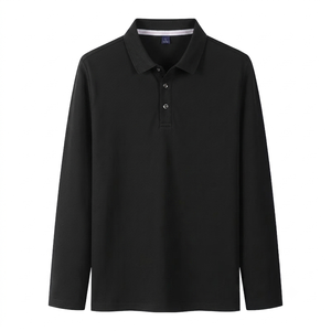 Camisa Formal de Manga Larga para Hombre, Camisa de Golf con Patrón Sólido, Tejido de Punto, Tinte Liso, Secado Rápido - Product Image 2
