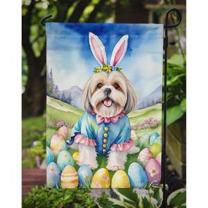 Lhassa Apso Chasse aux oeufs de Pâques Drapeau de cour décoratif Boîte aux lettres multicolore Drapeau de jardin Bannière pour Patio Illustration pour la taille du jardin - Product Image 3
