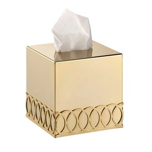 Boîte à mouchoirs carrée vintage en acier avec finition dorée, décoration d'intérieur, porte-mouchoirs en métal, boîte à mouchoirs standard pour table - Product Image 1