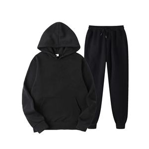 Ensemble de survêtement unisexe deux pièces coupe régulière pour l'entraînement et la mode urbaine hivernale, haute qualité, avec logo personnalisé en relief - Product Image 1