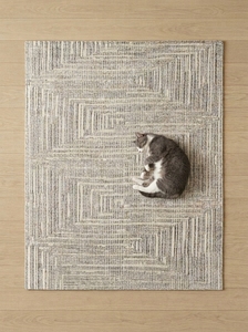 Alfombra Moderna Geométrica Hecha a Mano |   Alfombra Texturizada Gris Marfil Contemporánea para Sala de Estar e Interiores de Hotel - Product Image 3