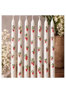 10-inch White Strawberry Design Taper Candles <b>Paraffin</b> & Soy Wax Handmade Smokeless Unscented for Weddings & Christmas - Product Image 2