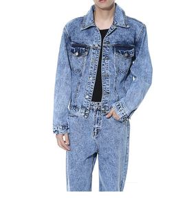 Ensemble de costume en denim brut personnalisé pour homme, veste bleue robuste et jean baggy, tenue décontractée d'hiver - Product Image 4