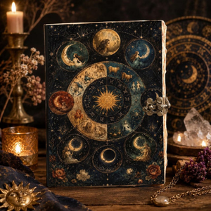 Diario de Cuero con Diseño del Zodíaco Celestial, Libro de Sombras Gótico Personalizado, Libro de Hechizos de Brujería, Cuaderno de Astrología - Product Image 6