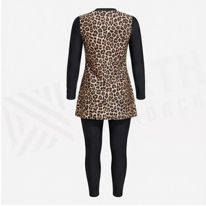Robe de yoga à imprimé léopard, manches longues, col rond, taille haute, séchage rapide, spandex, polyester, vêtements de sport pour femmes, ensemble de vêtements de sport - Product Image 2