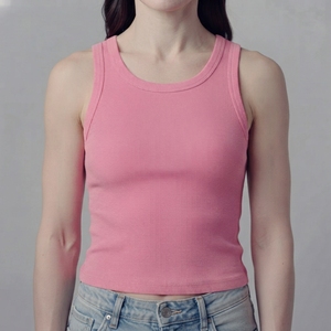 Débardeur court sportif anti-boulochage gris chiné pour femme, idéal pour le yoga, la gym et les entraînements de Pilates - Product Image 1