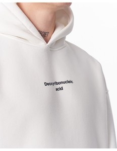 Sweat-shirt blanc surdimensionné pour homme avec impression d'acide désoxyribonucléique, design streetwear minimaliste, coupe classique, coton French Terry - Product Image 2