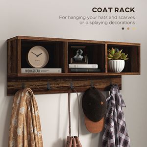 Freestanding 5-<b>Hook</b> Entryway Coat Rack and <b>Shoe</b> Bench Set Brown Hall Tree for 10 Pairs Home Furniture Coat Stand - Product Image 6