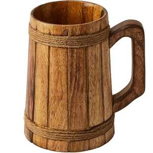 Mug à café cylindrique vintage en bois massif, tasse à bière artisanale en bois naturel, vaisselle à thé classique, cadeaux d'affaires durables et étanches - Product Image 5