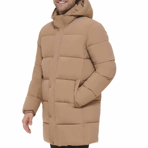Men's Long Hooded Puffer Jacket Windproof <b>Thick</b> <b>Winter</b> <b>Coat</b> Solid Color Casual Button Closure Regular Fit - Product Image 3