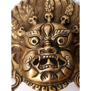 Masque mural Mahakala de divinité bouddhiste tibétaine de 6 pouces fait à la main en Inde - Product Image 1