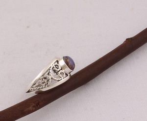 Dainty Purple Copper <b>Turquoise</b> <b>Ring</b> 925 Sterling Silver Minimalist Jewelry Stackable Purple Gemstone <b>Ring</b> for Women Thin Band - Product Image 4