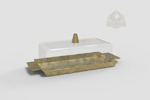 Vajilla Rectangular de Lujo de Acero Inoxidable y Vidrio Ecológico con Diseño Palestino Dorado para Postres, Dulces de Ramadán, Majlis Premium - Product Image 5