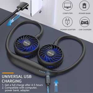 Ventilatori da Collo Ultra Silenziosi a Batteria da 2600mAh, 6 Velocità, Vento Potente, Portatili e Indossabili, 3 Ventole con USB a Mani Libere - Product Image 3