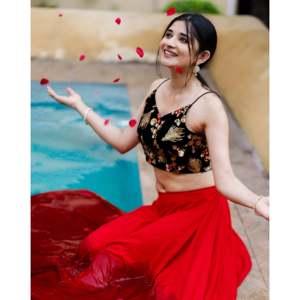 ชุดเลเฮนกาสีดำทรงเอไลน์สุดหรู พร้อมเสื้อครอปสายเดี่ยว - Product Image 5