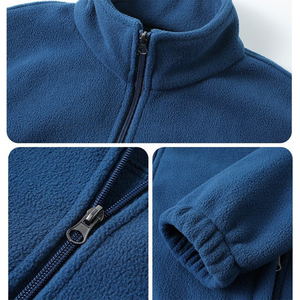Best Selling Mens Blue Fleece <b>Jacket</b> Stand Collar Zipper Closure Casual Solid Color Autumn Wear Regular Fit Polyester Material - Product Image 2