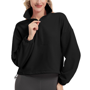 Sudadera Corta con Cierre de Cremallera para Mujer, Manga Larga, Deportiva, Moderna, para Gimnasio, Running, Yoga y Uso Casual - Product Image 1