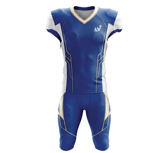 Tenue d'équipe de football américain haut de gamme, chemise et pantalon en polyester imprimés par transfert thermique, vêtements de sport personnalisés pour adultes, entraînement et matchs - Product Image 1