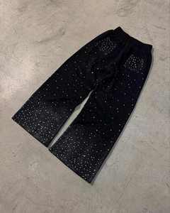 Women's Black Dot Print <b>Harem</b> Pants Elastic Waist Loose Fit Full Length Casual Knitted Polyester Pants - Product Image 6