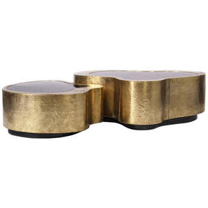 Mesa de Centro Resistente de Estilo Vintage con Base Redonda de Metal, Acabado Antiguo de Latón de Alta Calidad para Hogar u Hoteles, Mesa de Centro Decorativa - Product Image 5