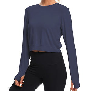 Haut de yoga en tissu doux pour femme, respirant, séchage rapide, couleur unie, idéal pour le sport, la gym, la course à pied. - Product Image 1