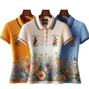 Camisetas de polo de verano estampadas de diseñador para chicas, ropa de calle informal de algodón de punto de manga corta cómoda de Bangladesh - Product Image 5