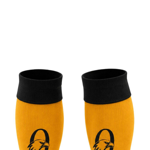 Chaussettes de football montantes Black Hawk Orange avec logo jaune et noir, respirantes, en tricot de spandex et polyester pour adulte - Product Image 3