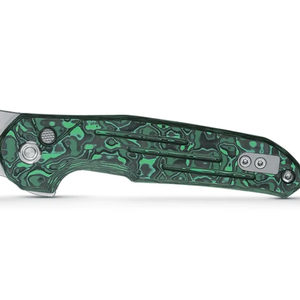 Couteaux pliants avec manche décoratif à motif vert, lame argentée tranchante, fente d'ouverture au pouce, clip de poche pour le camping en plein air et l'usage quotidien - Product Image 3