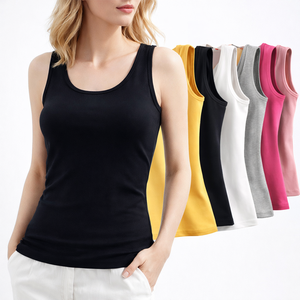 Women's Casual Embroidery <b>Camisoles</b> Lightweight Summer Breathable Solid Color Eco-Friendly 100% Cotton Tank <b>Tops</b> Customized - Product Image 2