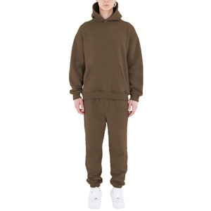 Ensemble de sweat-shirts à capuche pour hommes en mélange de coton, coupe classique, couleur unie, en molleton, décontracté, séchage rapide, respirant, avec poche, 430g - Product Image 1
