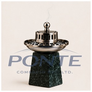 Natural Green Marble Incense Burner With Gold Metal Lid for Arabic <b>Bakhoor</b> And <b>Oud</b> Handcrafted Decorative Mabkhara For Islamic - Product Image 1