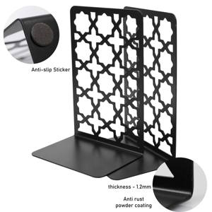 Porte-livres modernes en métal noir et blanc avec une étoile décorative élégante, conçus pour le bureau et une table élégante - Product Image 3