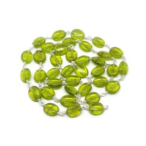 Chaîne élégante en péridot hydroforythique, style chapelet, enroulée sur fil, avec pierres vertes polies, pour la fabrication de bijoux faits main, en gros - Product Image 5