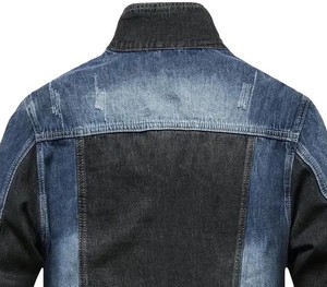 Chaqueta Vaquera Slim Fit para Hombre, Cuello Alto, Diseño con Parches, Desgastada, Estilo Casual Otoñal, Manga Regular, Forro de Algodón - Product Image 5