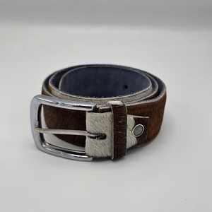 Ceinture en cuir de vachette riveté, boucle rectangulaire en alliage vintage, design réversible, largeur 3,5 cm, longueur 120 cm - Product Image 2