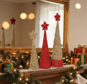 Beautiful Handmade Eco-Friendly Natural Woven Christmas <b>Tree</b> Decor High Quality Vintage Style Direct From Factory - Product Image 2