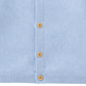 Cardigan en tricot texturé bleu ciel pour bébé, en coton doux, à manches longues, boutonné devant, pour nouveau-né, nourrisson, tout-petit - Product Image 6