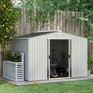Casetta da Giardino in Metallo 9FT X 6FT con 2 Porte Scorrevoli e 4 Prese d'Aria, Organizzatore per Attrezzi e Utensili da Giardino in Lega di Legno per Esterni - Product Image 2