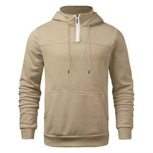 Sweat-shirt à capuche zippé marron pour homme, coupe ajustée, couleur unie, veste en polaire décontractée, vêtements d'automne - Product Image 5
