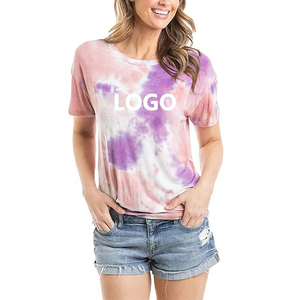 เสื้อยืดคอกลมแขนสั้นผู้หญิง ลายมัดย้อม ทรงหลวม สวมใส่สบาย เหมาะกับฤดูร้อน พิมพ์ลายโลโก้ ผ้าเจอร์ซีย์คอตตอน 100% ระบายอากาศได้ดี - Product Image 2