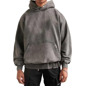 Sweat-shirt à capuche pour homme, coupe classique, 100% coton, French Terry 300g, séchage rapide, délavé à l'acide, rose uni, décontracté, streetwear d'hiver - Product Image 1