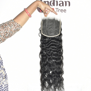Extensiones de cabello humano Closure HD 6*6, ondulado estilo templo indio, onda profunda sin procesar, doble onda vietnamita, cabello natural negro. - Product Image 3