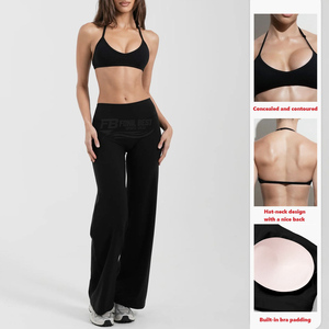 Ensemble 2 pièces personnalisé : Soutien-gorge de yoga dos nu et leggings évasés – Sans couture, respirant, écologique, taille élastique, haute qualité pour la gym - Product Image 4