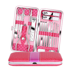 Manicure Professional Stainless Steel <b>Pedicure</b> Nail Clipper <b>Tools</b> Kit with PU Leather Folding Case 16 in 1 Travel Grooming - Product Image 1