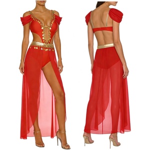 Robe de danse latine pour femmes, tenue de danse du ventre, robe en mousseline, costume de danse exotique pour spectacles et soirées à thème - Product Image 2
