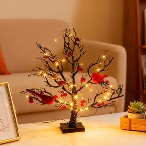 Árbol de Navidad Vintage de 21 Pulgadas con Luces LED, Funciona con Pilas, Ramas Iluminadas, Decoración para Fiestas - Product Image 1
