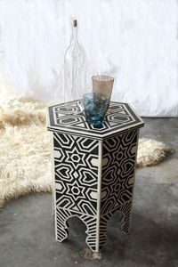 Mesa auxiliar hecha a mano con incrustaciones de hueso en estilo de diseño moderno para dormitorio, sala de estar y muebles de hotel. - Product Image 2