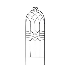 Elegant Black Iron <b>Trellis</b> with Scroll Design for Garden Plants and Decorative Landscaping - Product Image 1