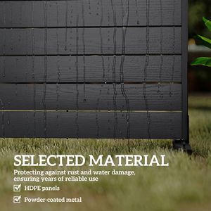 HDPE Outdoor Privacy Screen 47.2"W X 68.5"H Black Decorative Fence Screen with Stand & 6 <b>Panels</b> Door & <b>Window</b> Screen - Product Image 4