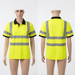 Camiseta Polo de Seguridad de Alta Visibilidad, Premium, 180 GSM, Poliéster Bird Eye, Amarillo y Negro, Cinta Reflectante, Diseño de Logotipo Personalizado - Product Image 1